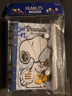 Peanuts Snoopy Notebook with Blue Stripes and White Snap Cover